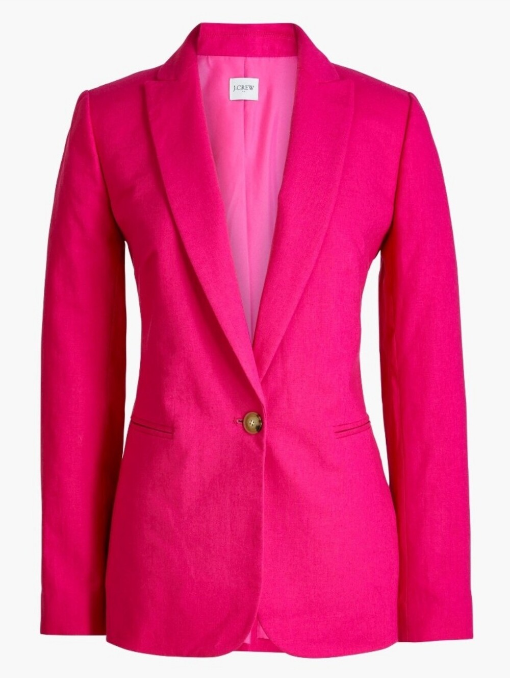 J. Crew | Linen Blend Hot Pink One Button Blazer